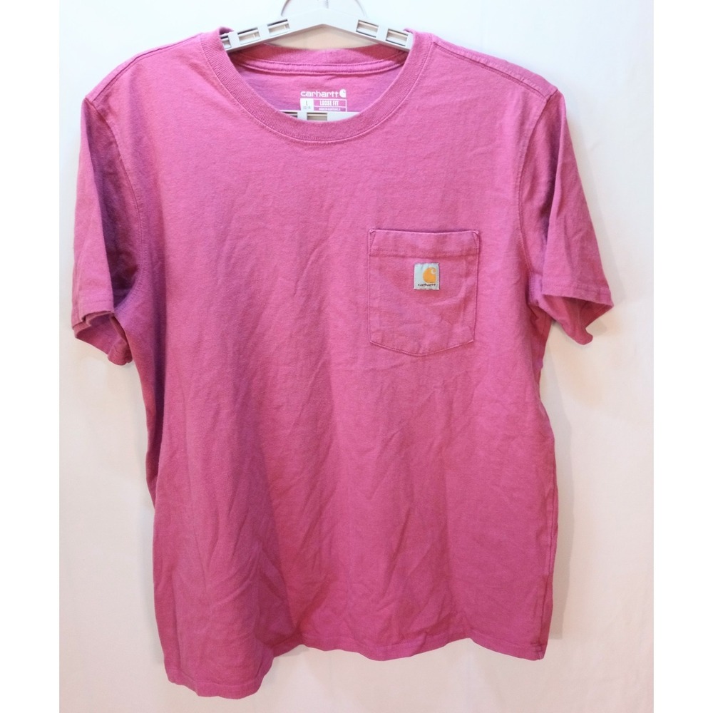 Carhartt Boy's Pocket Tee T-Shirt, Size 12-14 Large Loose Fit, Pink 100% Cotton